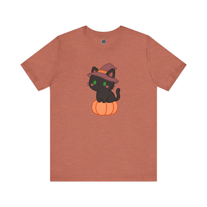 Halloween Cat Shirt – Cute Cat on a Pumpkin Graphic Tee