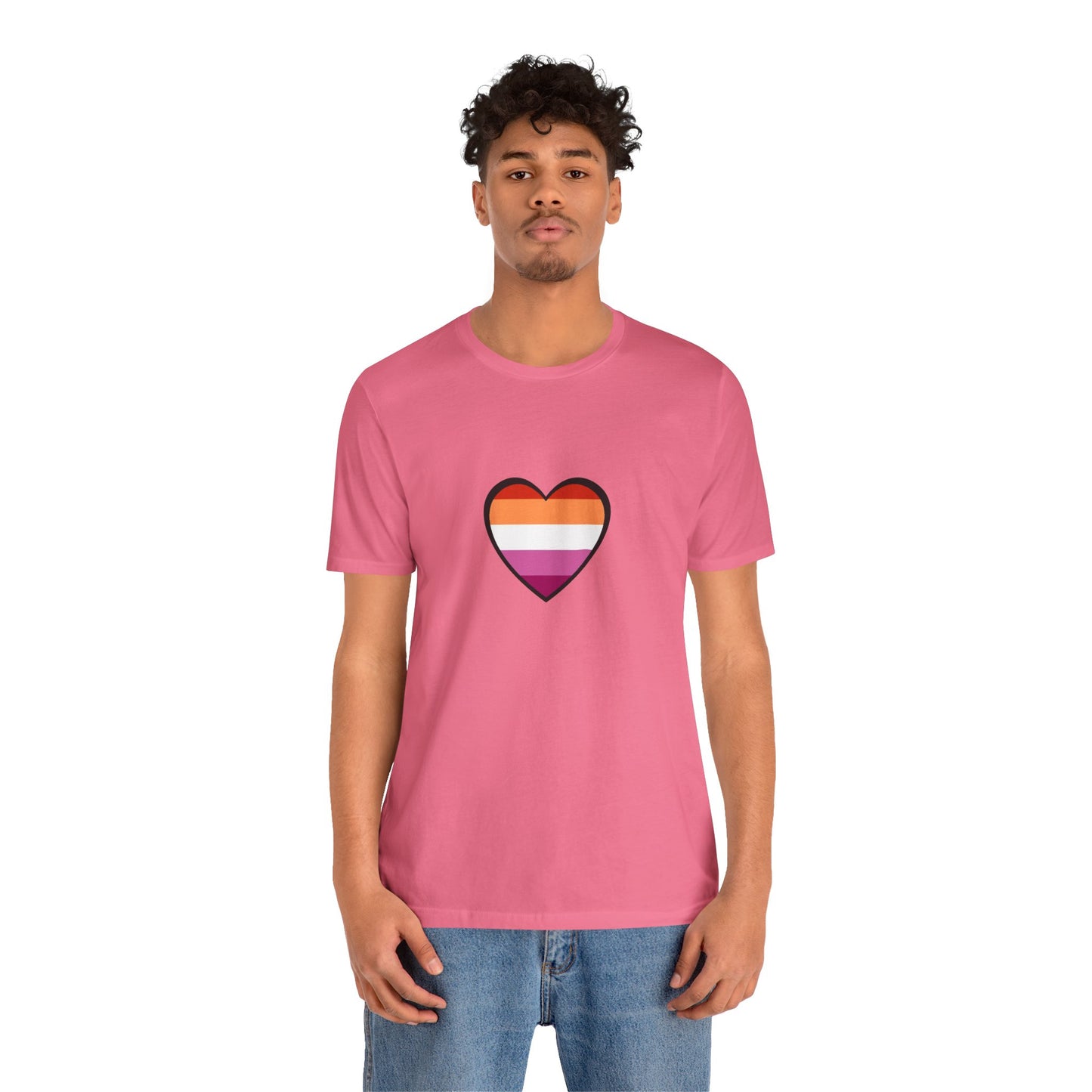Lesbian Flag Heart T-Shirt – Bold LGBTQ+ Graphic Tee
