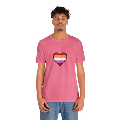 Lesbian Flag Heart T-Shirt – Bold LGBTQ+ Graphic Tee
