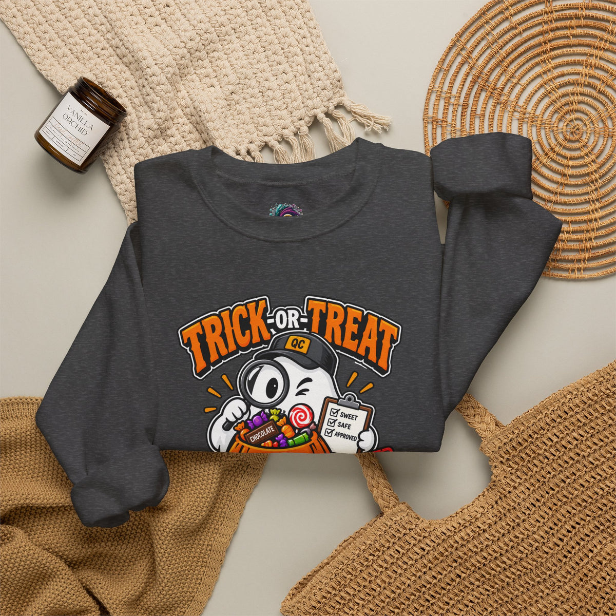 Trick-or-Treat Quality Control Sweatshirt – Funny Halloween Cozy Top