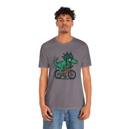 Velociraptor on a Bike T-Shirt – Funny Dino Velo Tee