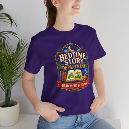 Bedtime Story Department T-Shirt – Read-Aloud Parent Tee