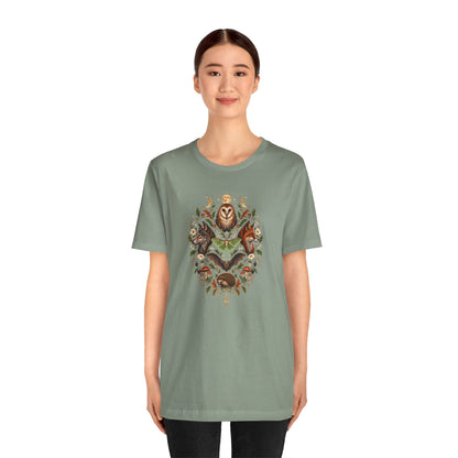 Nocturnal Woodland Animals T-Shirt – Moonlit Nature Tee