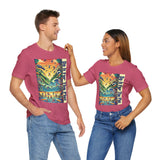 Pink graphic T-shirt on couple, short sleeves with rectangular front print