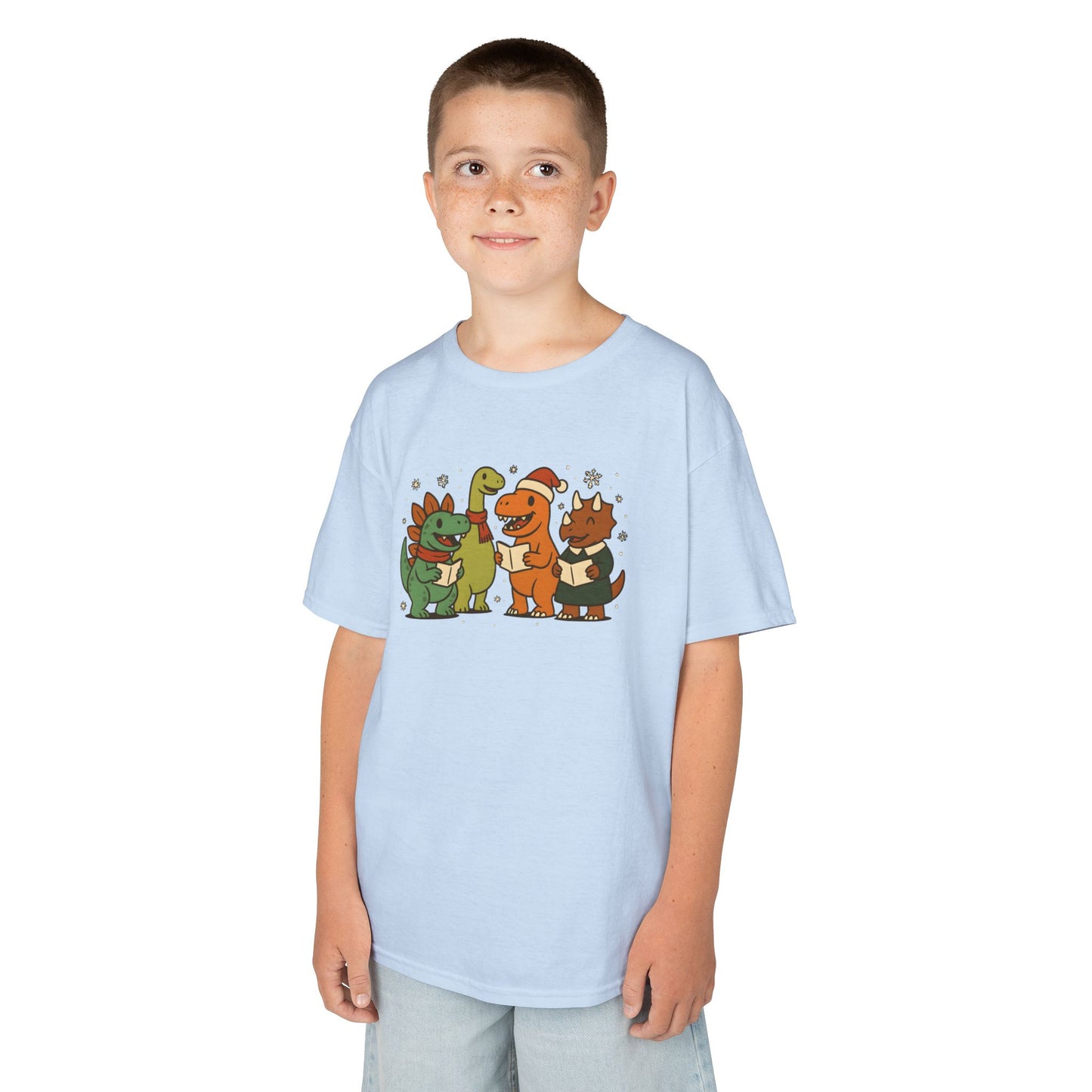 Dinosaur Carolers Kids’ T-Shirt – Cute Singing Dino Christmas Tee