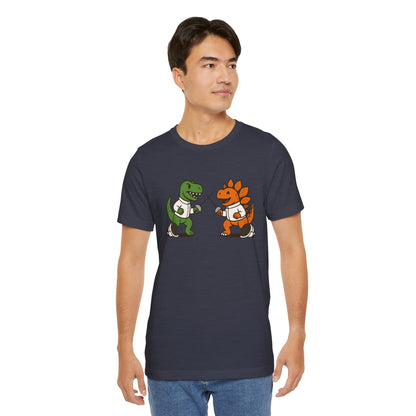 Dinosaur Fencing T-Shirt – T-Rex vs Stegosaurus Tee