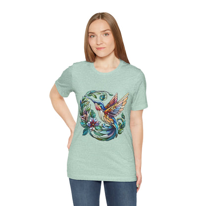 Stained Glass Hummingbird Tee – Vibrant Nature Shirt - WhimSpin - https://whimspin.com