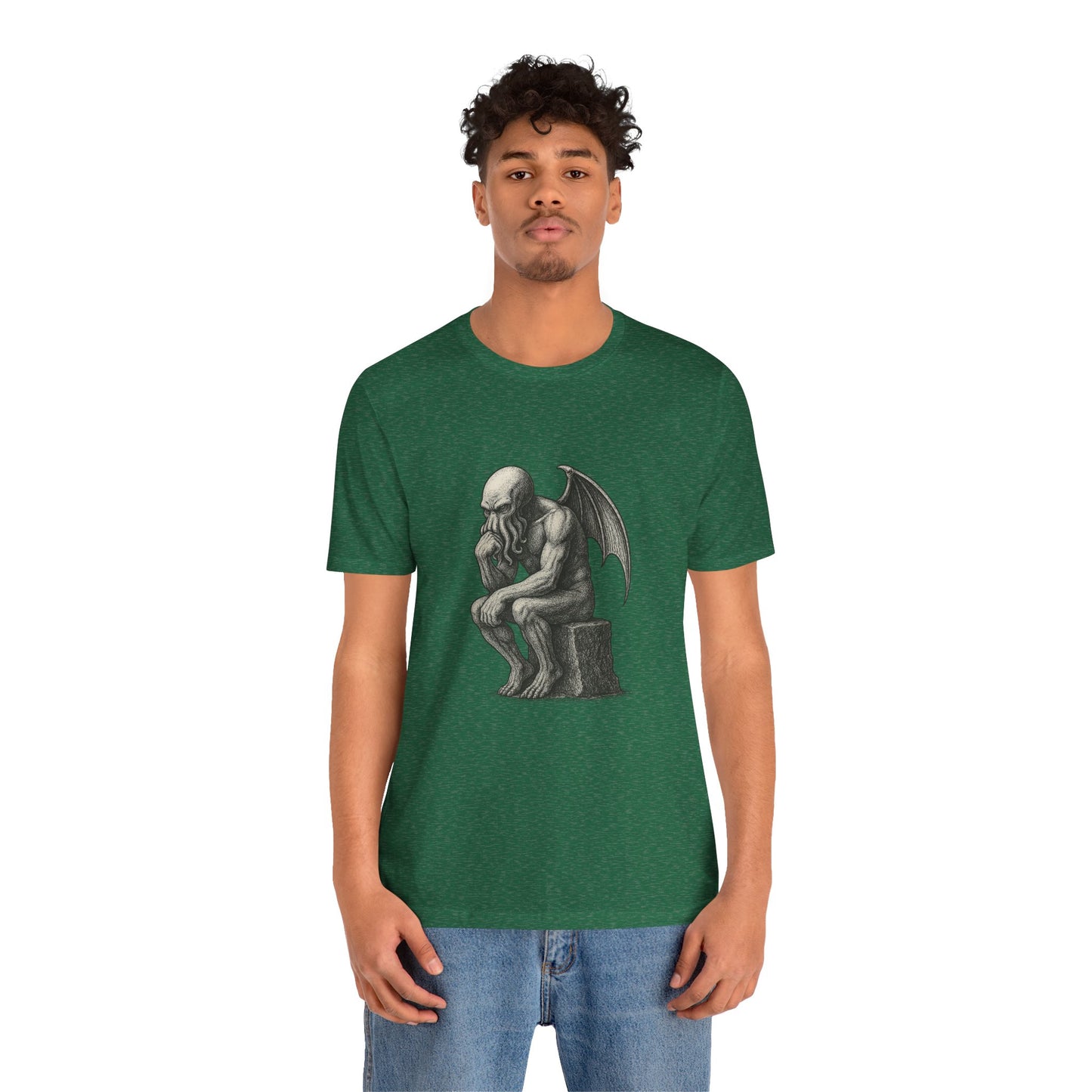 Cthulhu The Thinker Tee – Lovecraftian Parody Shirt
