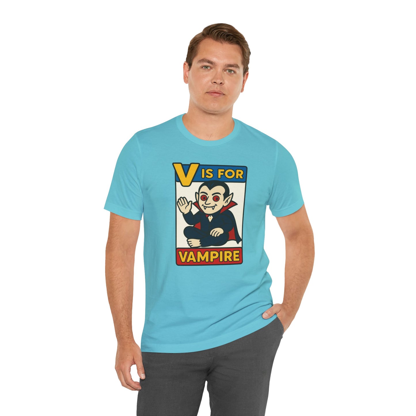 V is for Vampire T-Shirt – Funny Halloween Legend Alphabet Tee