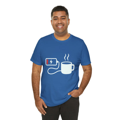 Low Battery Need Coffee Tee – Funny Caffeine Graphic T-Shirt