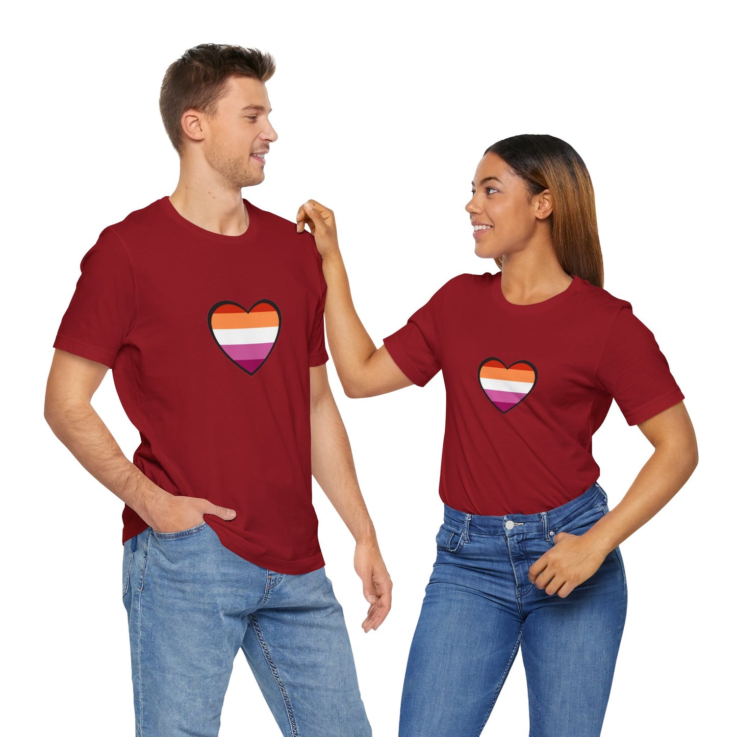 Lesbian Flag Heart T-Shirt – Bold LGBTQ+ Graphic Tee