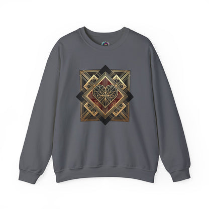 Art Deco Heart Sweatshirt – Romantic Valentine's Day Pullover