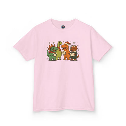 Dinosaur Carolers Kids’ T-Shirt – Cute Singing Dino Christmas Tee