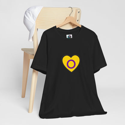 Intersex Pride Flag Heart T-Shirt – Minimalist LGBTQ+ Support Tee