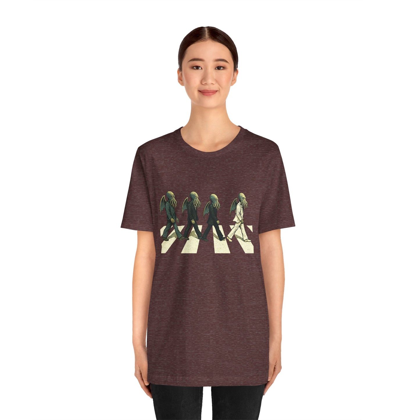 Cthulhu Crossing T-Shirt – Beatles Abbey Road Parody Tee | WhimSpin