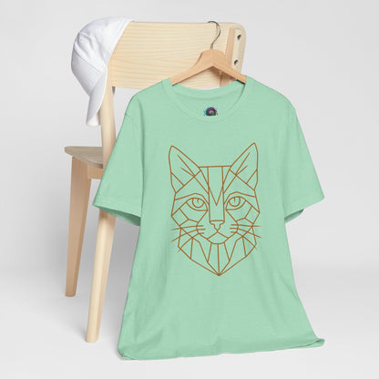 Geometric Cat T-Shirt – Minimalist Line Art Tee