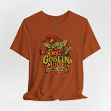 Burnt orange graphic t-shirt with Goblin Mode seasonal edition front print