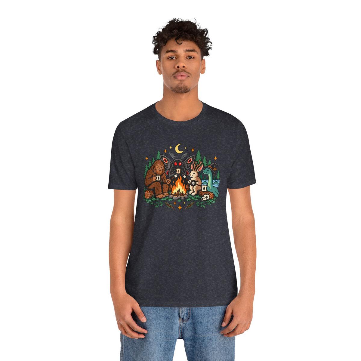 Cryptid Campfire T-Shirt – Bigfoot, Mothman & Nessie Tee