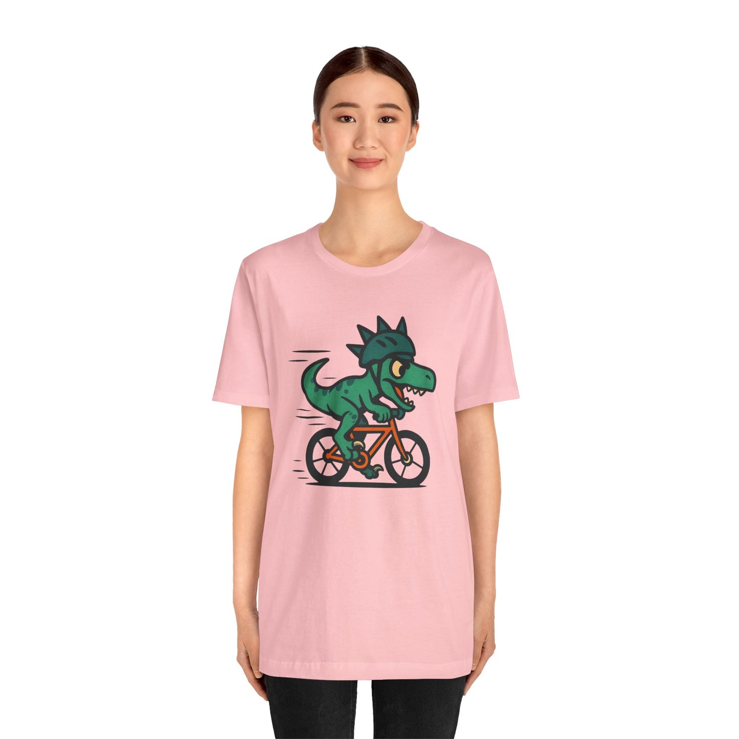 Velociraptor on a Bike T-Shirt – Funny Dino Velo Tee