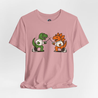 Dinosaur Fencing T-Shirt – T-Rex vs Stegosaurus Tee