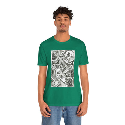 Haunted Hallways T-Shirt – Escher-Inspired Halloween Graphic Tee