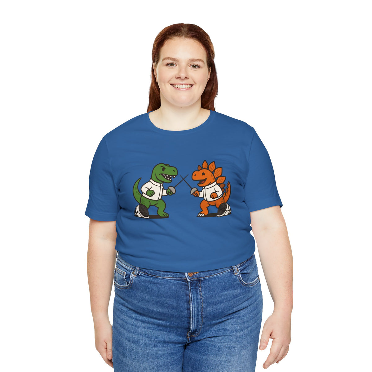 Dinosaur Fencing T-Shirt – T-Rex vs Stegosaurus Tee