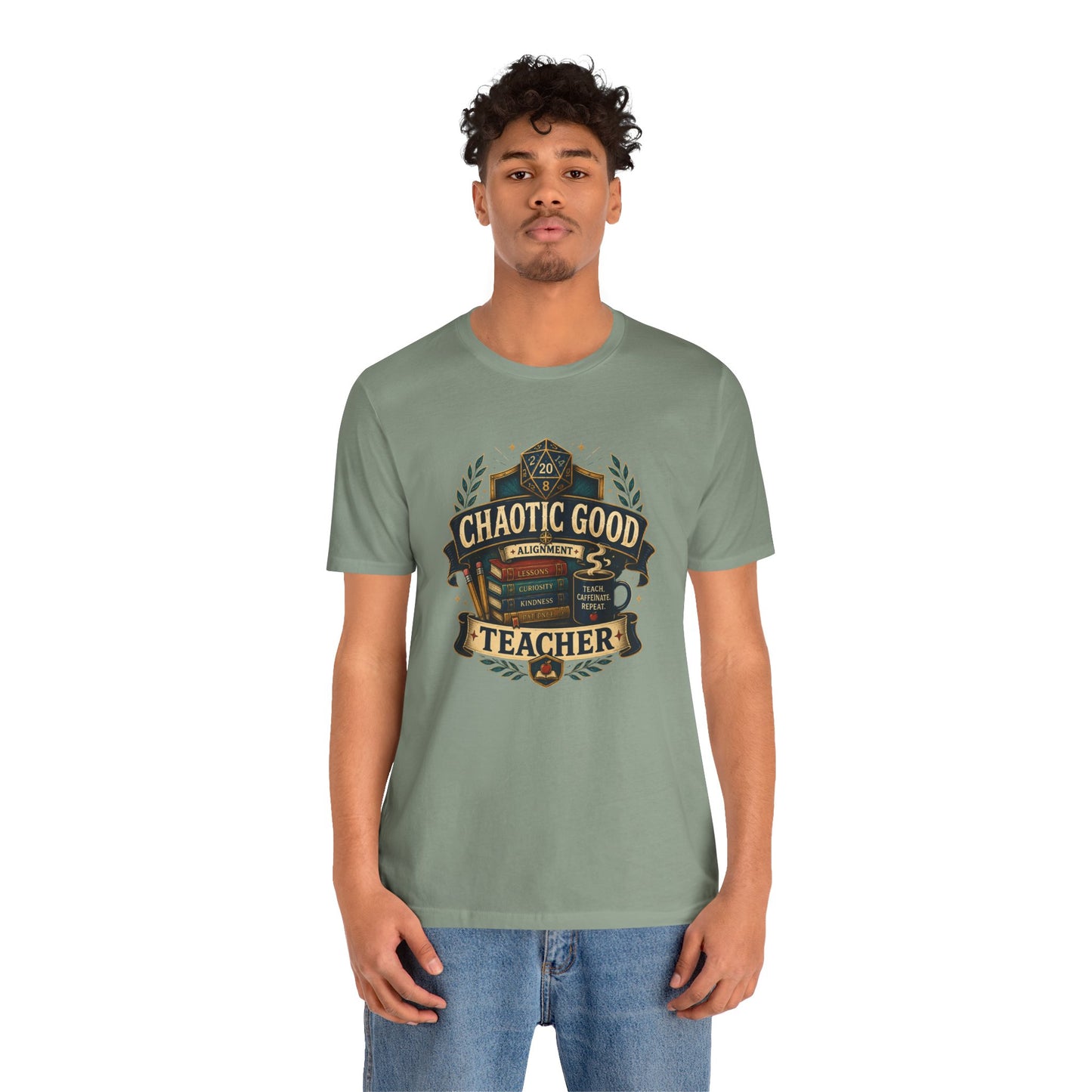 Chaotic Good Teacher T-Shirt – RPG Teacher Graphic Tee
