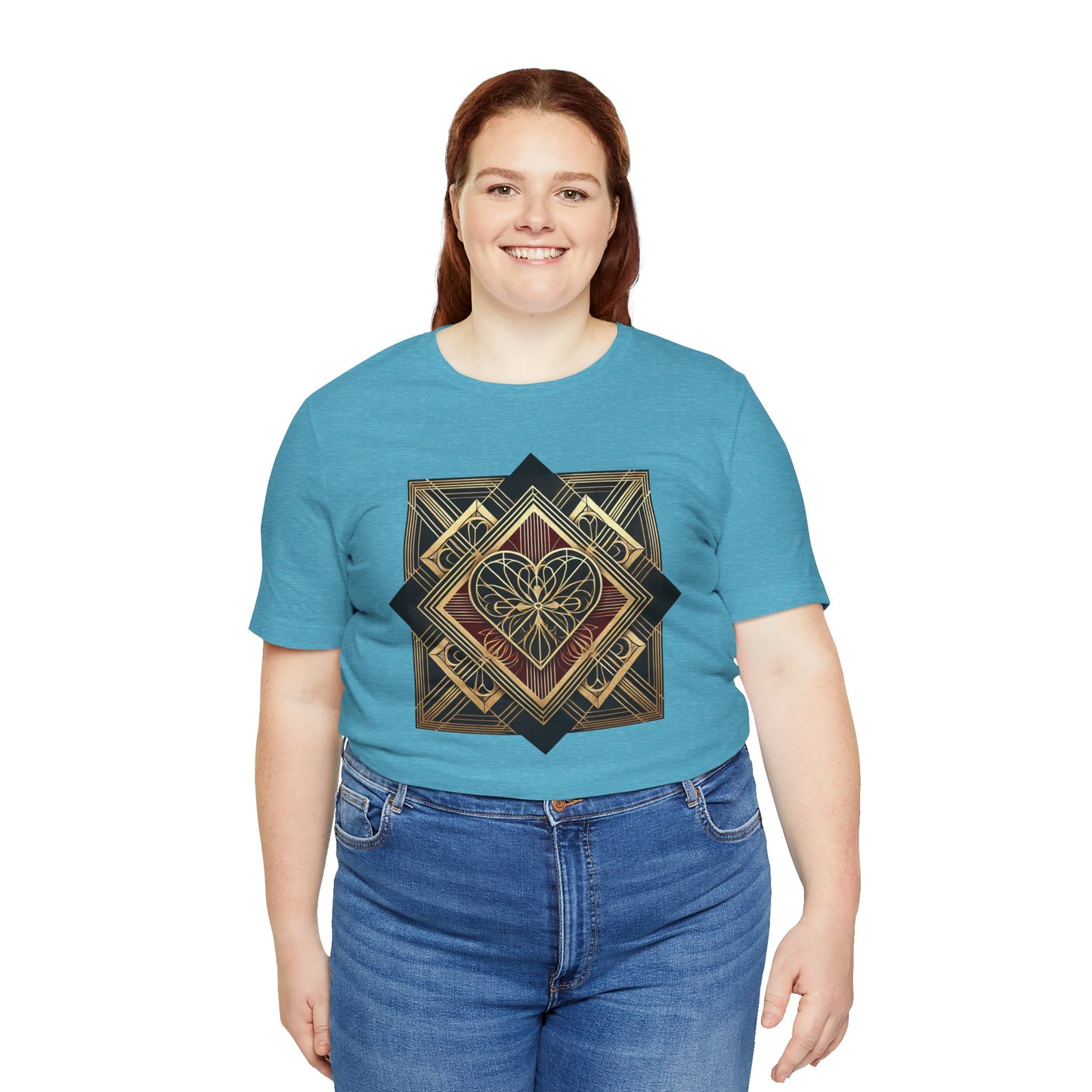 Art Deco Heart T-Shirt – Romantic Valentine's Day Graphic Tee