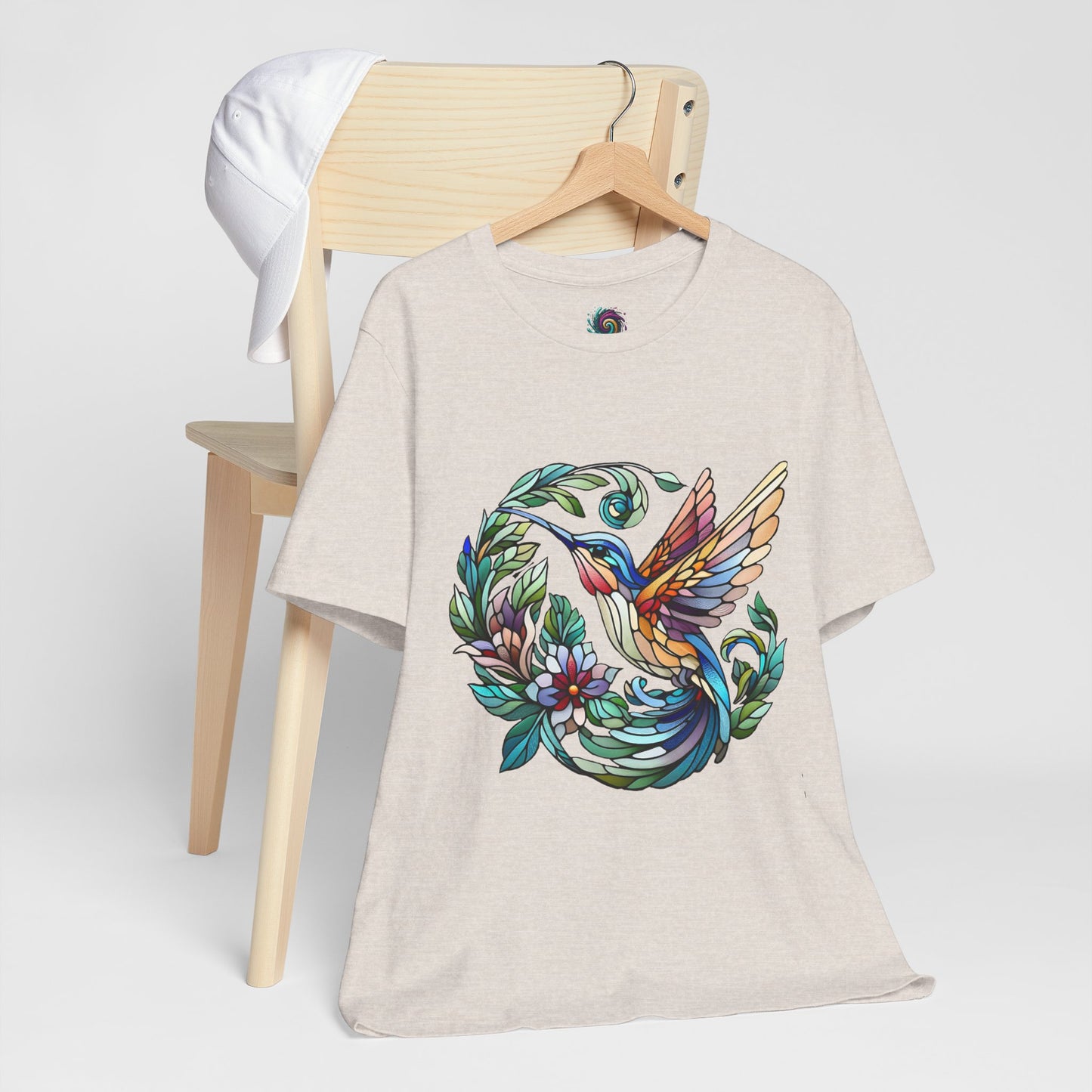 Stained Glass Hummingbird Tee – Vibrant Nature Shirt - WhimSpin - https://whimspin.com