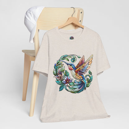 Stained Glass Hummingbird Tee – Vibrant Nature Shirt - WhimSpin - https://whimspin.com
