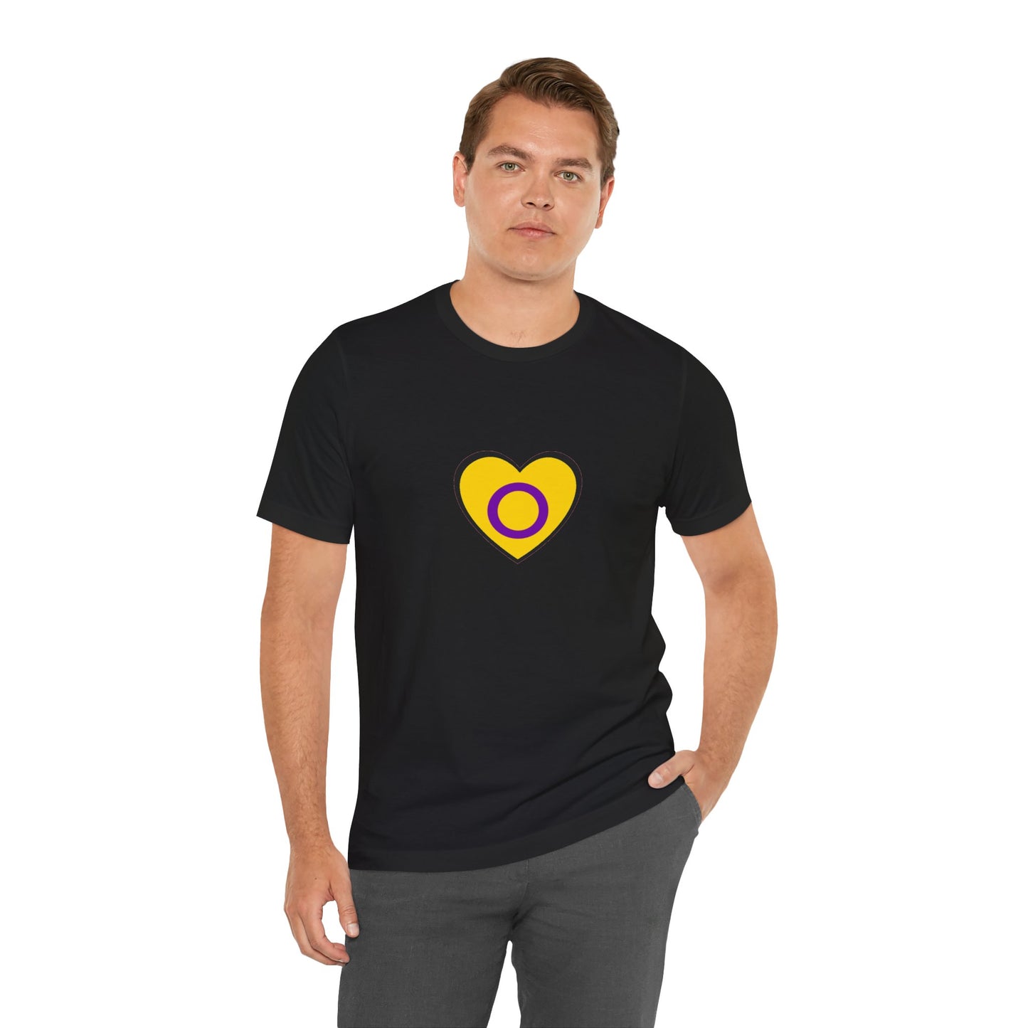 Intersex Pride Flag Heart T-Shirt – Minimalist LGBTQ+ Support Tee