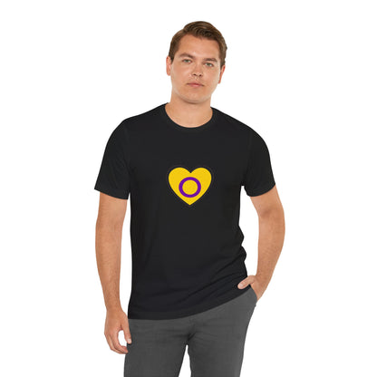Intersex Pride Flag Heart T-Shirt – Minimalist LGBTQ+ Support Tee