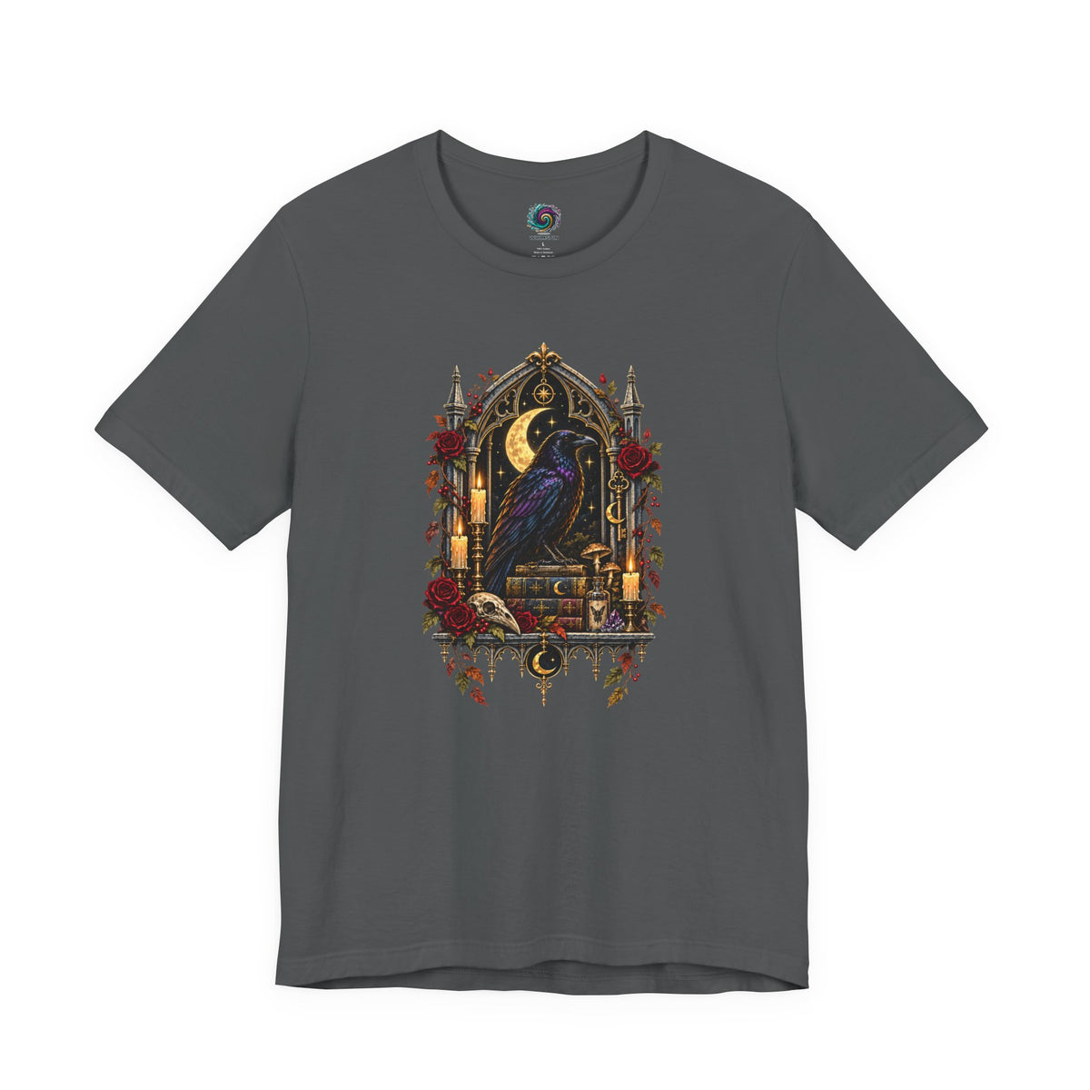 Raven’s Reliquary Tee – Gothic Moonlit Raven T-shirt