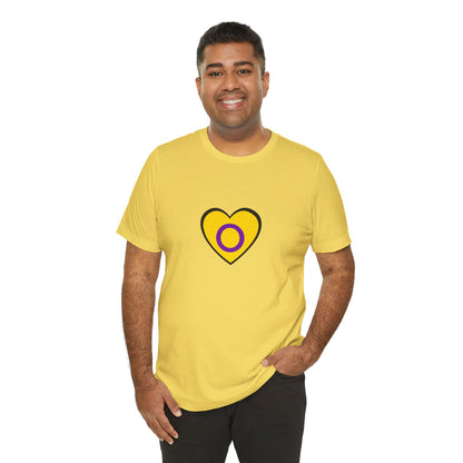 Intersex Pride Flag Heart T-Shirt – Minimalist LGBTQ+ Support Tee