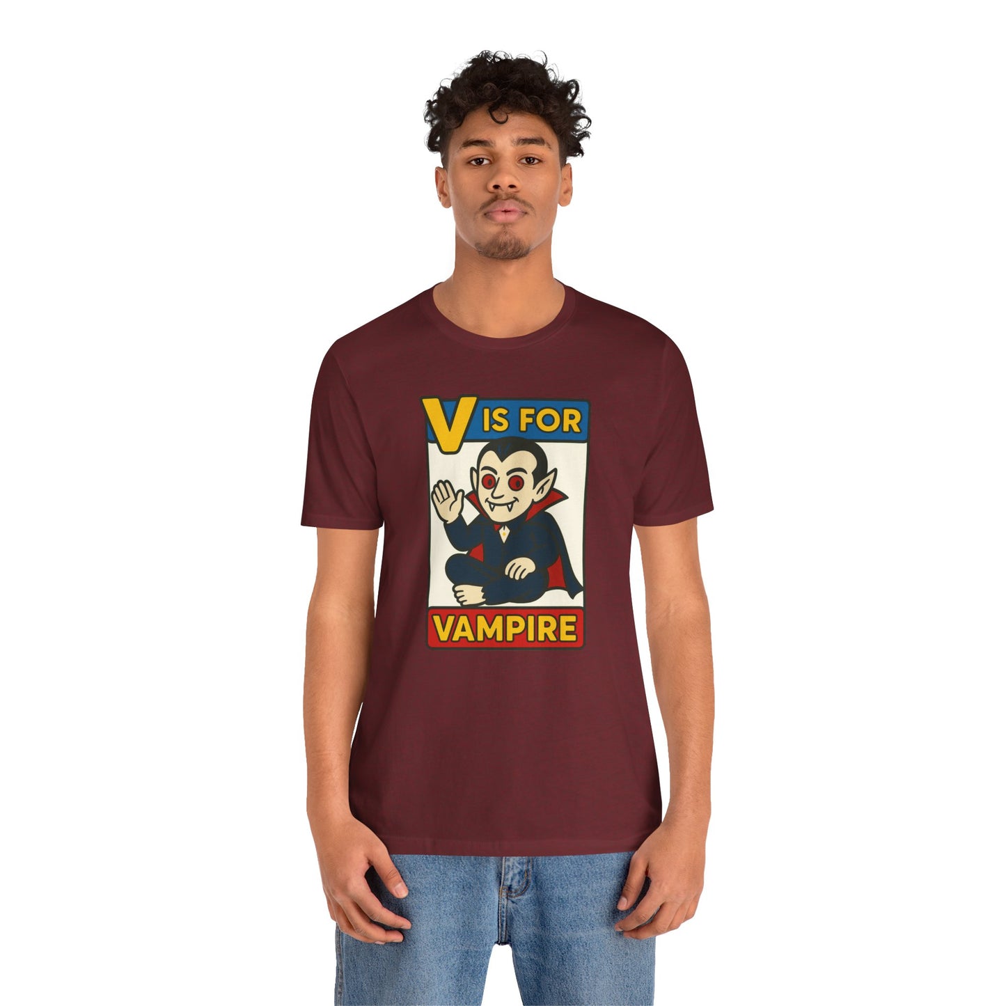 V is for Vampire T-Shirt – Funny Halloween Legend Alphabet Tee