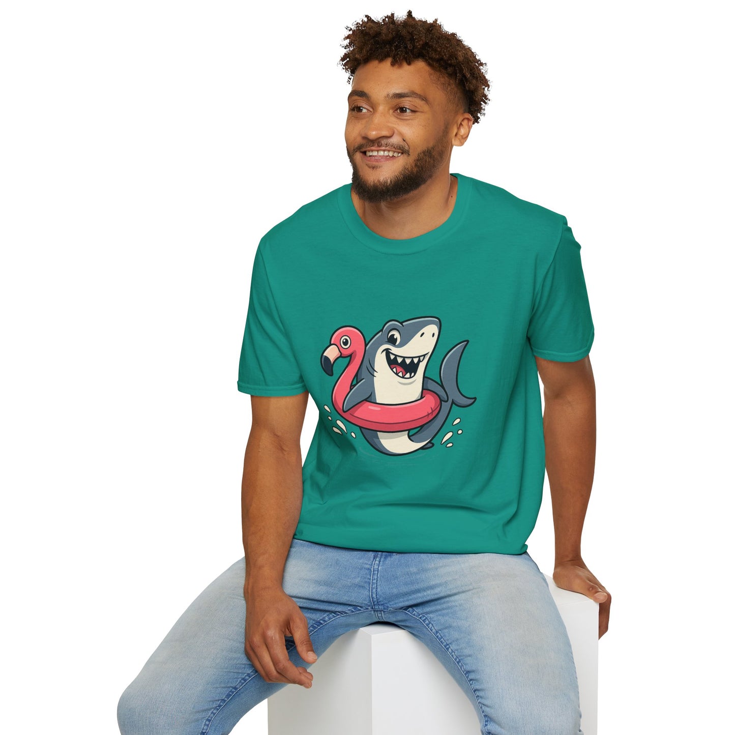 Shark & Flamingo Floatie T-Shirt – Funny Beach & Pool Day Tee