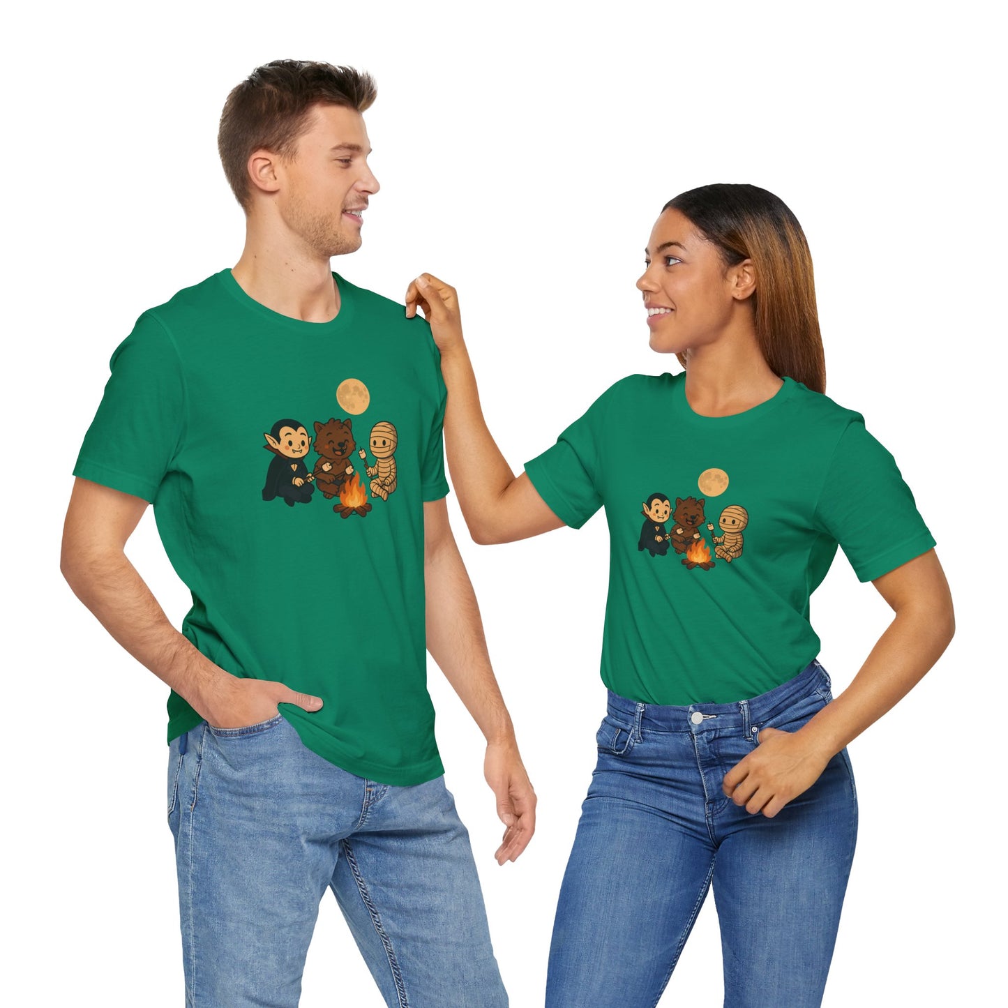 Halloween Monsters Campfire T-Shirt – Cute Monster Shirt with Roasting Marshmallows