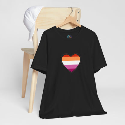 Lesbian Pride Flag Heart T-Shirt – Bold LGBTQ+ Graphic Tee - WhimSpin - https://whimspin.com