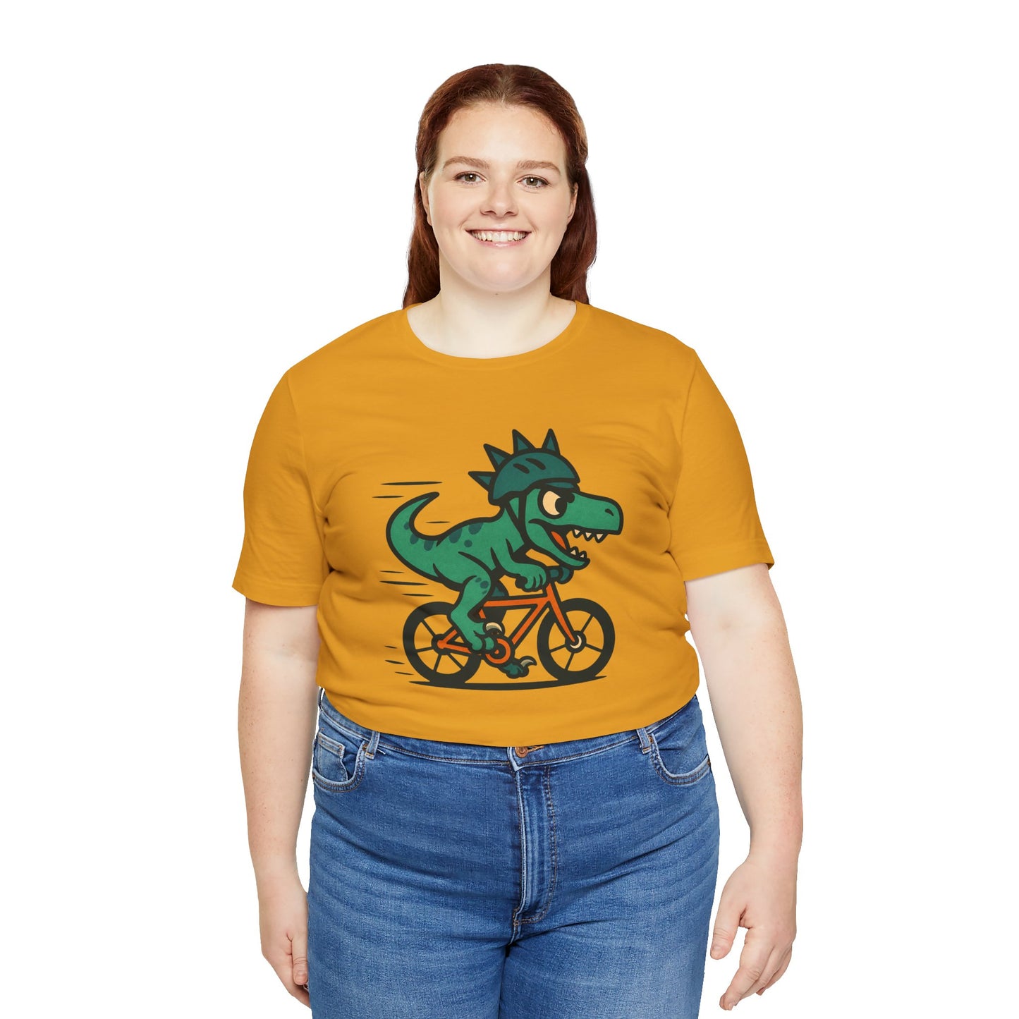Velociraptor on a Bike T-Shirt – Funny Dino Velo Tee