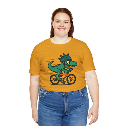Velociraptor on a Bike T-Shirt – Funny Dino Velo Tee