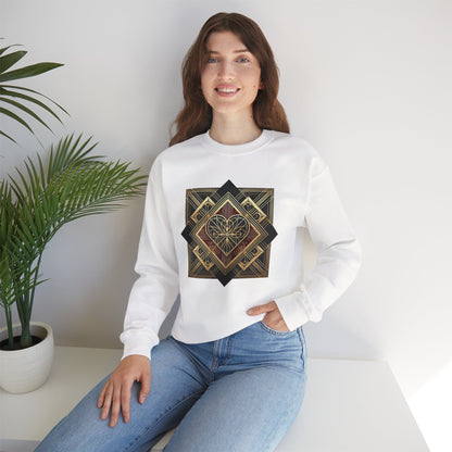 Art Deco Heart Sweatshirt – Romantic Valentine's Day Pullover