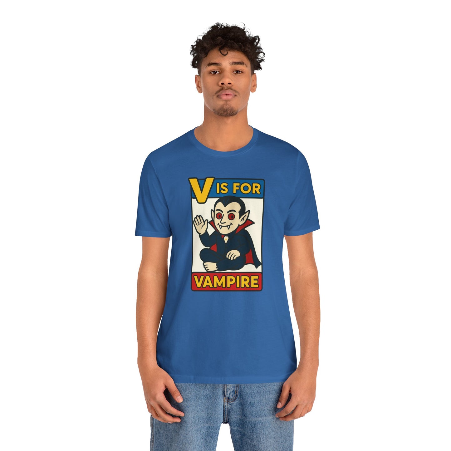 V is for Vampire T-Shirt – Funny Halloween Legend Alphabet Tee