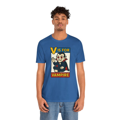 V is for Vampire T-Shirt – Funny Halloween Legend Alphabet Tee