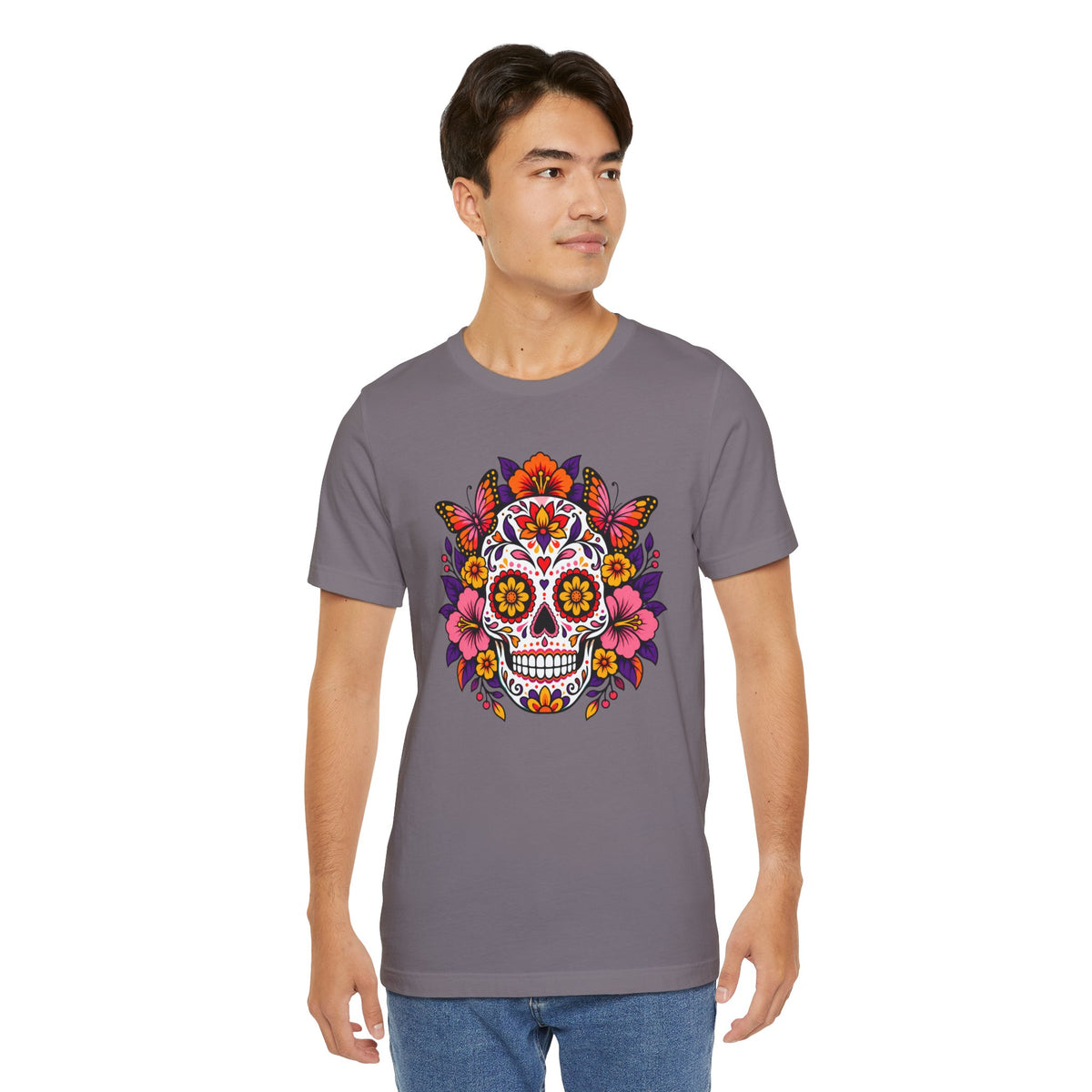 Floral Sugar Skull T-Shirt – Colorful Día de los Muertos Inspired Tee