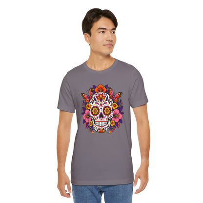 Floral Sugar Skull T-Shirt – Colorful Día de los Muertos Inspired Tee