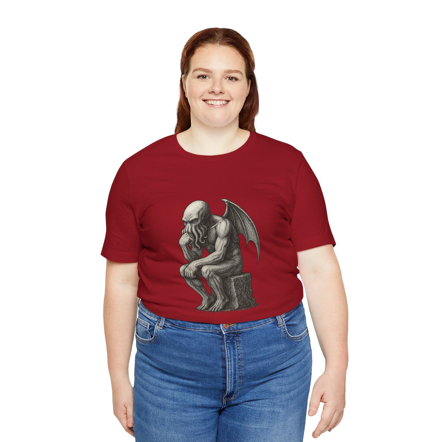 Cthulhu The Thinker Tee – Lovecraftian Parody Shirt