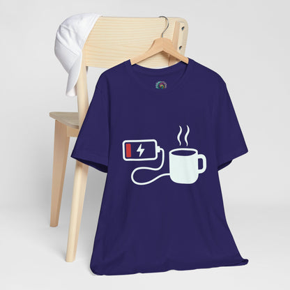 Low Battery Need Coffee Tee – Funny Caffeine Graphic T-Shirt