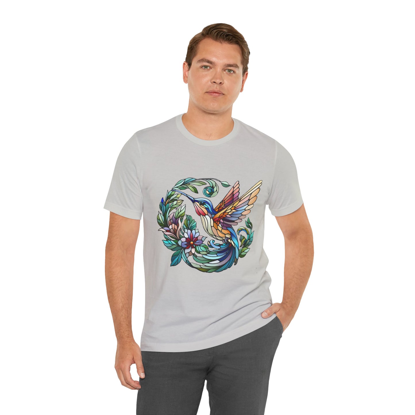 Stained Glass Hummingbird Tee – Vibrant Nature Shirt - WhimSpin - https://whimspin.com
