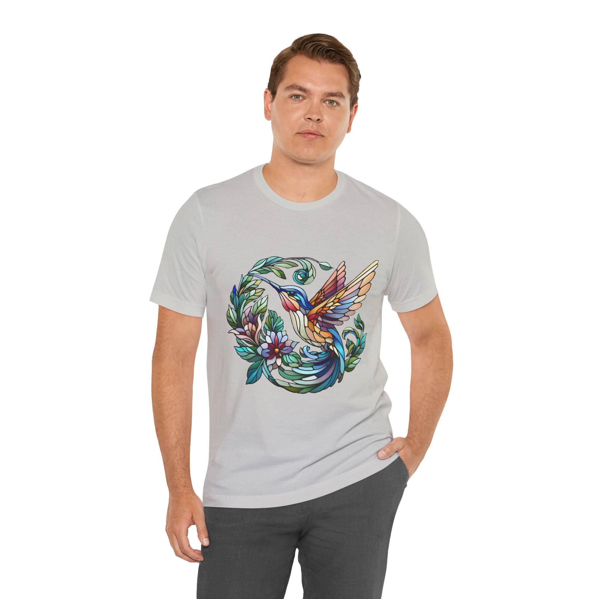 Stained Glass Hummingbird Tee – Vibrant Nature Shirt - WhimSpin - https://whimspin.com