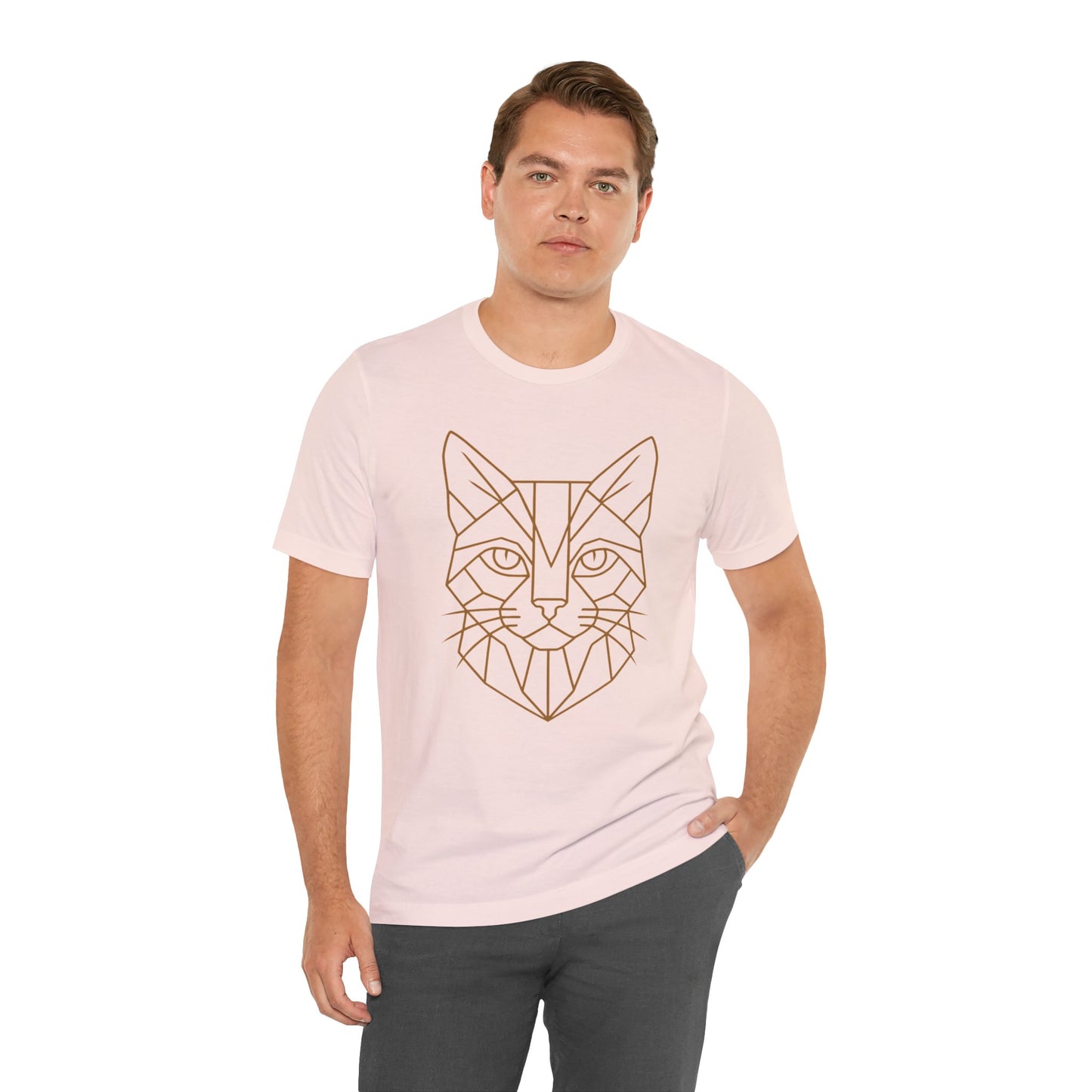 Geometric Cat T-Shirt – Minimalist Line Art Tee
